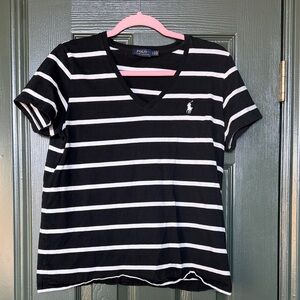 Black and white striped Polo tee